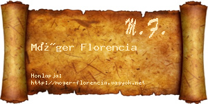 Móger Florencia névjegykártya